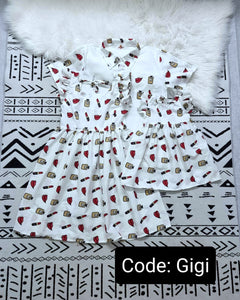GIGI WHITE PRINTED 3pcs ( 4yr ,5yr, 6yr, 7yr Daughter)
